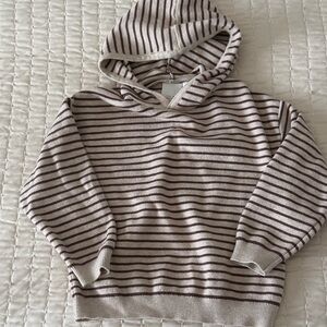 Zara Kids Striped Hoodie - Cream and Brown